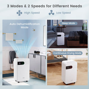 32 Pints Dehumidifier with Sleep Mode and 24H Timer for Home Basement-White view 5