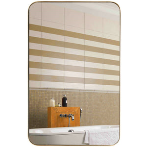 32 Inch x 20 Inch Metal Frame Wall-Mounted Rectangle Mirror-Golden view 4