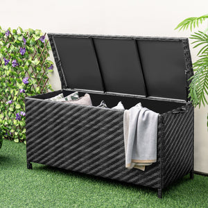 85 Gallon Outdoor Storage Box with Removable Liner and Universal Wheels-Black view 2