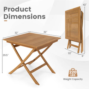 32-Inch Square Solid Teak Wood Patio Dining Table for 4 view 5