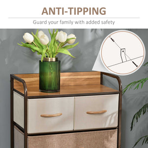 Dresser with 5 Drawers, Chest of Drawers with Metal Frame, Fabric Dresser for Living Room, Multi-Coloured