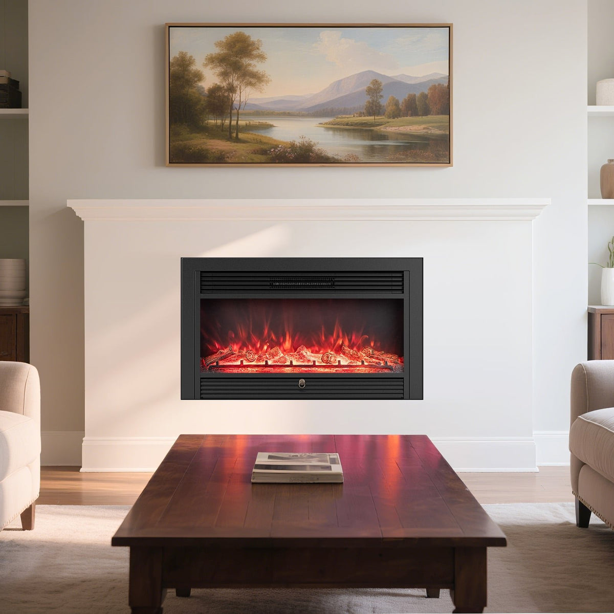 33/36-Inch Electric Fireplace Insert 750W/1500W Recessed Fireplace Heater-1500W view 2