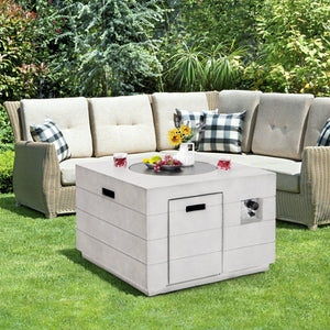 34 Inch Square Concrete Propane Fire Pit Table with Lava Rocks and Cover 50 000 BTU-Gray view 2