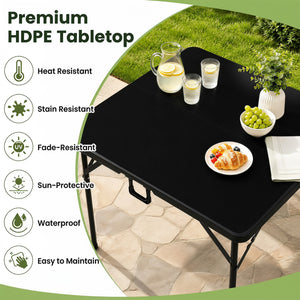 34 Inch Square Foldable Card Table with Carrying Handle-Black view 6
