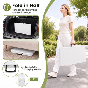 34 Inch Square Foldable Card Table with Carrying Handle-White view 8