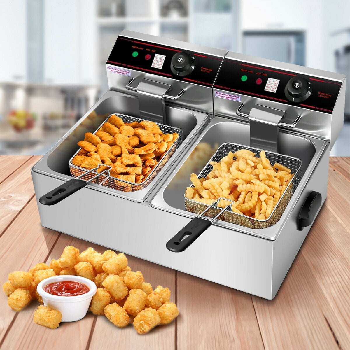 3400W Dual Tank Electric Countertop Deep Fryer view 2