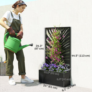 Metal Garden Bed with Trellis for Climbing Plants, Freestanding or Wall Mounted Flower Bed for Garden, Patio, Balcony