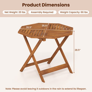 35.5 Inch Solid Wood Patio Dining Table Octagon Table with 1.97 Inch Umbrella Hole view 5