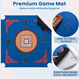 35 Inch 4 Player Game Card Folding Mahjong Table with Cup Holders-Blue view 8