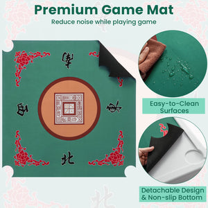 35 Inch 4 Player Game Card Folding Mahjong Table with Cup Holders-Light Green view 8