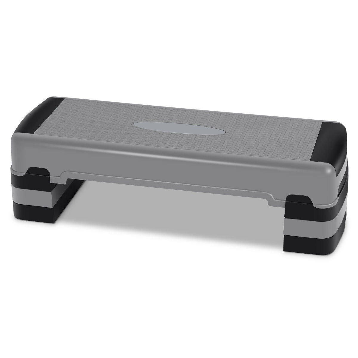 35 Inch Aerobic Cardio Adjustable Exercise Stepper with Risers-Gray view 2