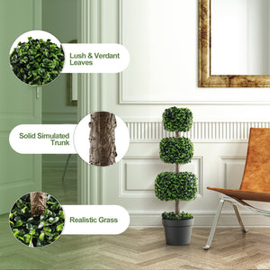 35 Inch Artificial Boxwood Topiary Ball Tree with Cement-filled Pot-Green view 9