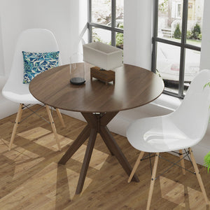 36 Inch Round Wood Dining Table with Intersecting Pedestal Base view 2