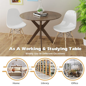 36 Inch Round Wood Dining Table with Intersecting Pedestal Base view 3