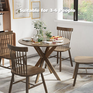 36 Inch Round Wood Dining Table with Intersecting Pedestal Base view 7