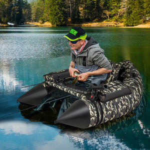 350 LBS Inflatable Fishing Float Tube with Adjustable Backrest and Backpack Straps-Camouflage view 2
