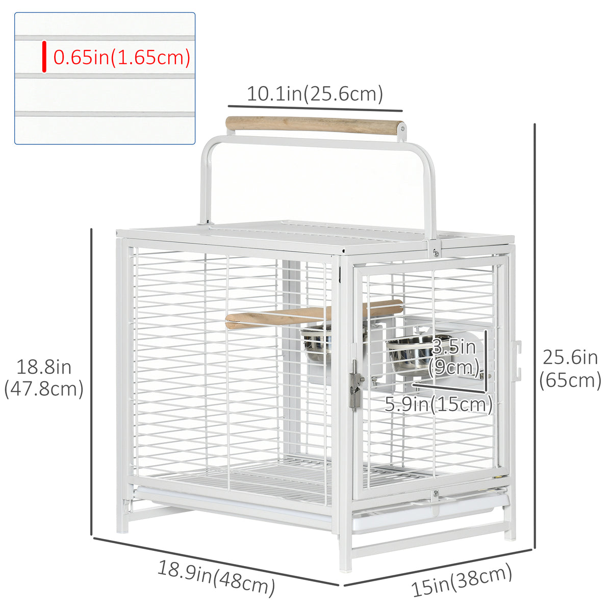 Bird Travel Carrier Cage, Portable Metal Bird Cage for Parrots Conures Cockatiel Parakeets with Stand – view 2