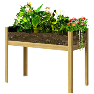 Wooden Raised Garden Bed with Acrylic Panels, Raised Planter Box with Drainage Holes, 29.5" x 18.1" x 23.8" – view 8