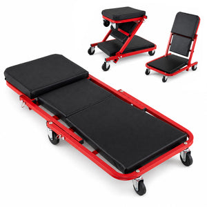 36 inches 3-in-1 Folding Mechanic Creeper Under Car Roller Creeper-Red