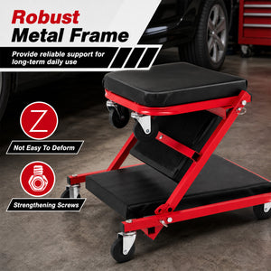 36 inches 3-in-1 Folding Mechanic Creeper Under Car Roller Creeper-Red view 6