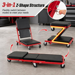 36 inches 3-in-1 Folding Mechanic Creeper Under Car Roller Creeper-Red view 7