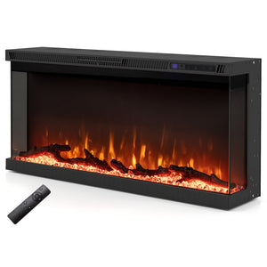 36/40/50/60 Inch Wide 3-Sided Electric Fireplace Insert with Remote Control and 12 Flame Colors-36 Inch view 4