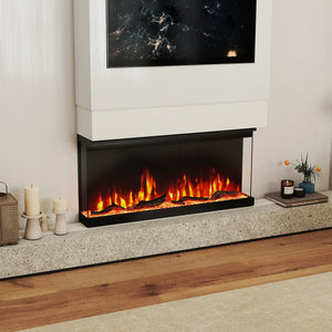 36/40/50/60 Inch Wide 3-Sided Electric Fireplace Insert with Remote Control and 12 Flame Colors-36 Inch view 6