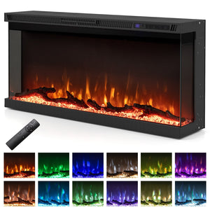 36/40/50/60 Inch Wide 3-Sided Electric Fireplace Insert with Remote Control and 12 Flame Colors-36 Inch view 7