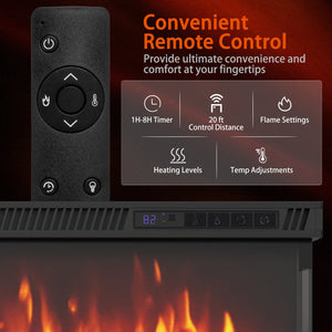 36/40/50/60 Inch Wide 3-Sided Electric Fireplace Insert with Remote Control and 12 Flame Colors-60 inch view 9