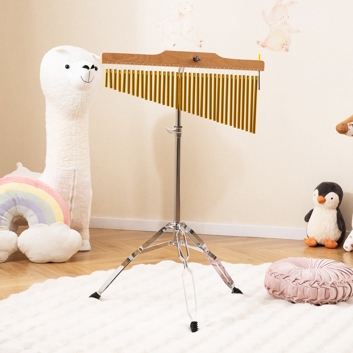 36-Bar Single-Row Chimes Percussion Instrument-Golden view 2