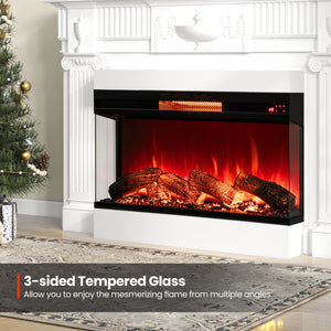 36 Inch 3-Sided 1500W Electric Fireplace with 7-Color Flame-Black view 5
