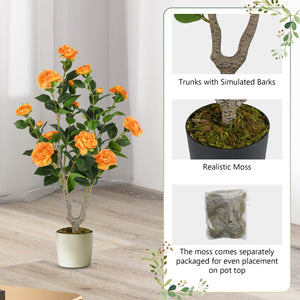 36 Inch Artificial Camellia Tree with Blooming Flower 1 Pack-Orange view 8