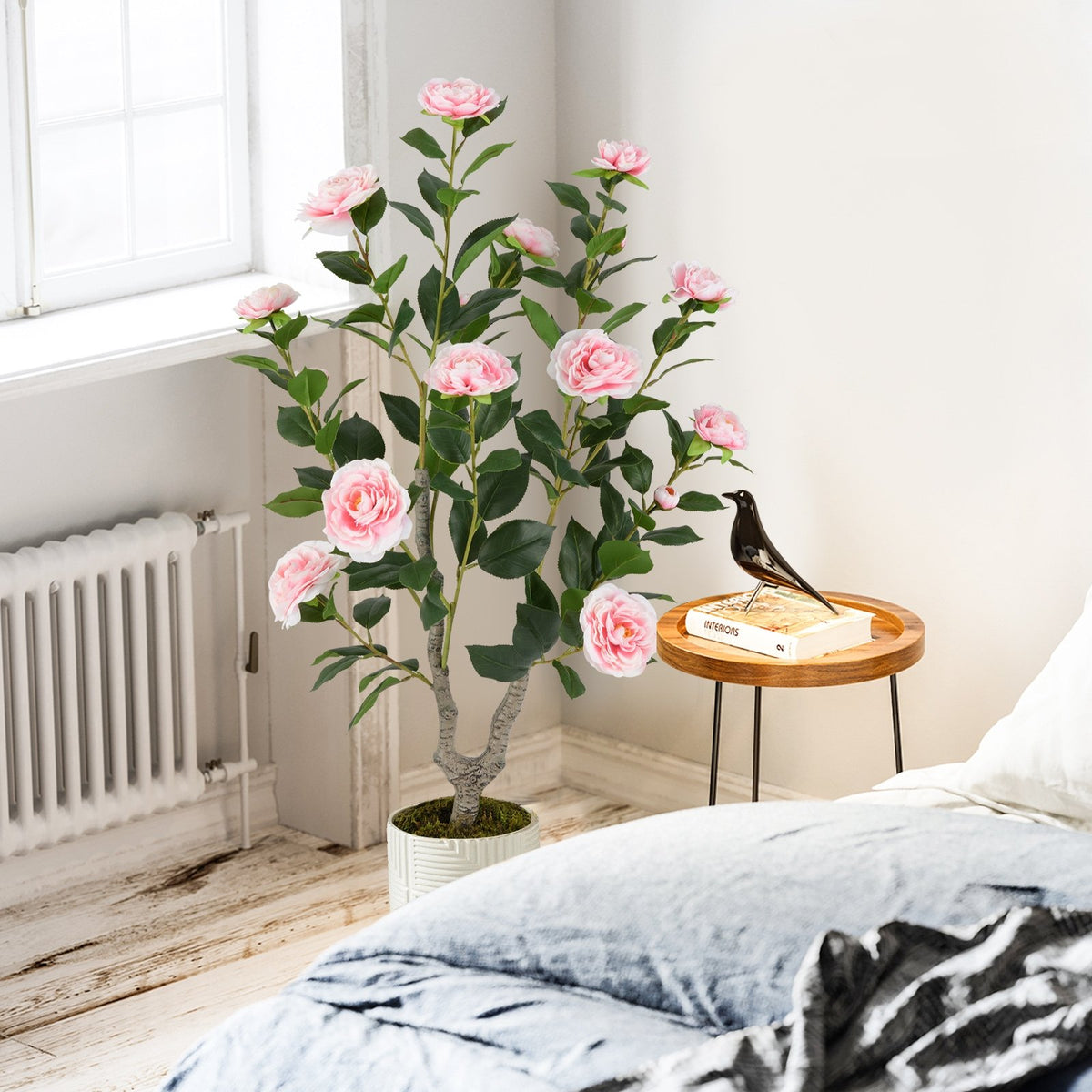 36 Inch Artificial Camellia Tree with Blooming Flower 1 Pack-Pink view 2