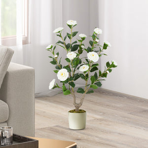 36 Inch Artificial Camellia Tree with Blooming Flower 1 Pack-White view 5