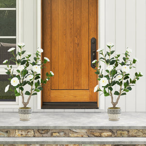 36 Inch Artificial Camellia Tree with Blooming Flower 1 Pack-White view 6