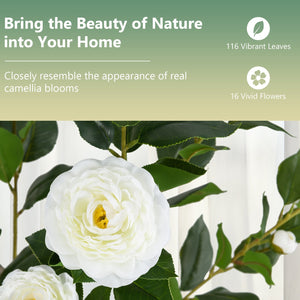 36 Inch Artificial Camellia Tree with Blooming Flower 1 Pack-White view 7
