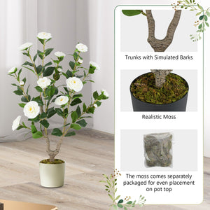 36 Inch Artificial Camellia Tree with Blooming Flower 1 Pack-White view 8
