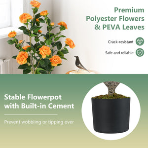 36 Inch Artificial Camellia Tree with Blooming Flower 2 Pack-Orange view 9