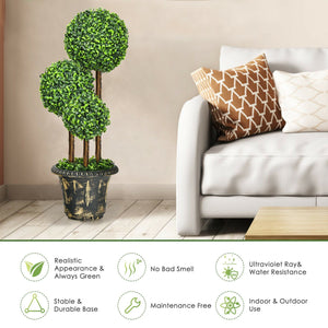36-Inch Artificial Topiary Triple Ball Tree for Indoor and Outdoor view 3