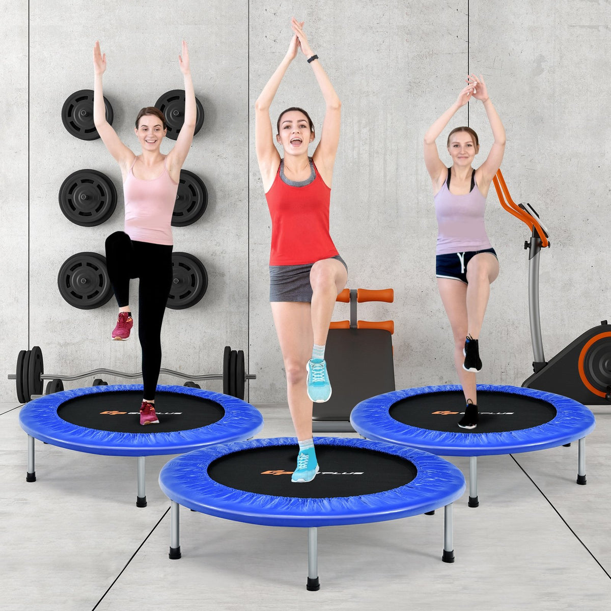 36 Inch Mini Folding Trampoline Portable Recreational Fitness Rebounder-Blue view 2