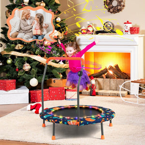 36 Inch Mini Trampoline with Colorful LED Lights and Bluetooth Speaker-Multicolor view 6