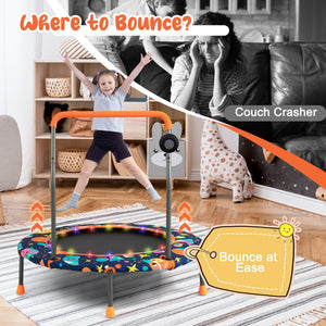 36 Inch Mini Trampoline with Colorful LED Lights and Bluetooth Speaker-Multicolor view 7