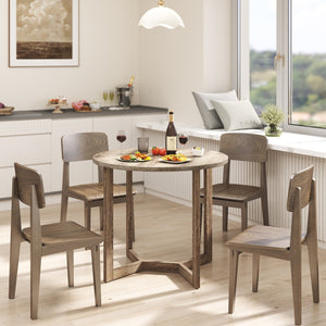 36 Inch Round Wood Dining Table for 2-4 People with Wing-shaped Pedestal Base-Grey view 2