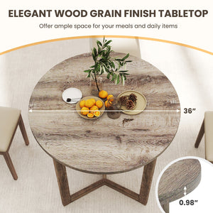 36 Inch Round Wood Dining Table for 2-4 People with Wing-shaped Pedestal Base-Grey view 7