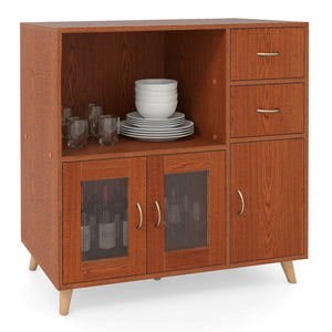 36 Inch Sideboard Buffet Cabinet with Open Compartment-Brown view 4