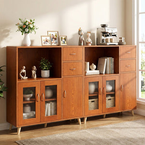 36 Inch Sideboard Buffet Cabinet with Open Compartment-Brown view 6