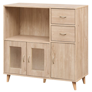 36 Inch Sideboard Buffet Cabinet with Open Compartment-Natural view 4