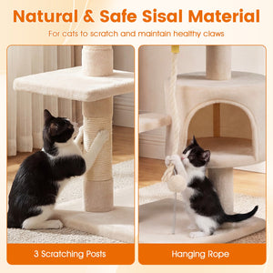 36 Inch Tall Kitten Tower with Condo and Plush Perch-Beige view 8