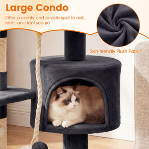 36 Inch Tall Kitten Tower with Condo and Plush Perch-Dark Gray view 8