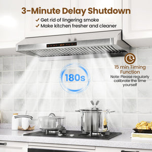 36 Inch Under Cabinet Range Hood 900 CFM Kitchen Stove Vent with Oil Collector-Silver view 8